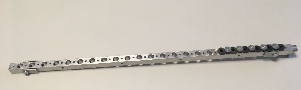 Sablon mobila liniar aluminiu L=600mm bucse calite 2x 4, 7, 8 mm