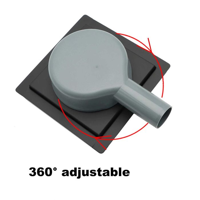 15см Квадратен подов сифон за плочка - черен / инокс / златен