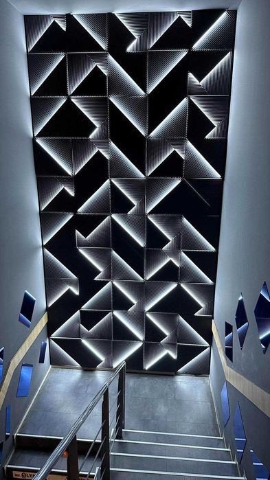 3D гипсови панели за стена с LED осветление – модел 0042