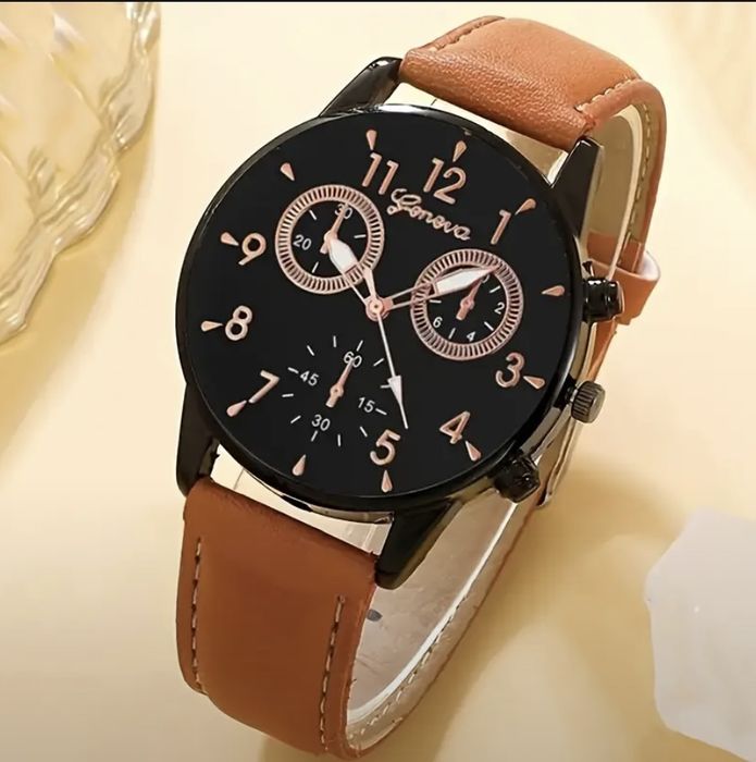 4 шт. Мужские деловые кварцевые часы soat watch кожаные и браслети