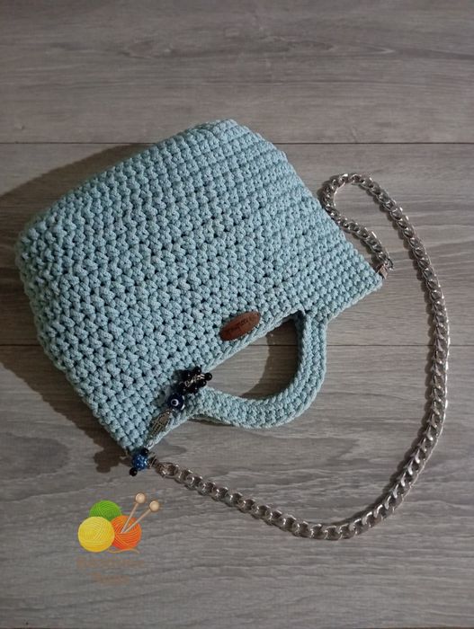 Сумочка ручной работы цвет "бирюзовый"  
Связана крючком из ЭКО - шнур