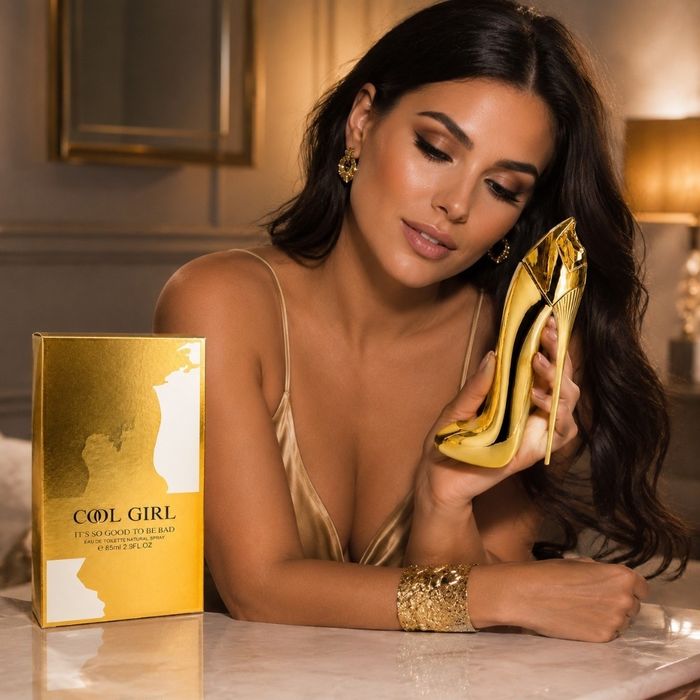 Дамски луксозен парфюм COOL GIRL, EDP, 80 мл – С бадем, жасмин самбак, тубероза, какао и тонка боб в елегантна бутилка обувка