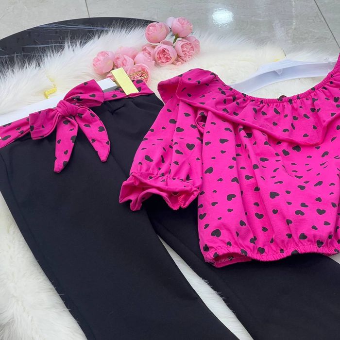 qizlar uchun dvoyka yurakcha printi bilan