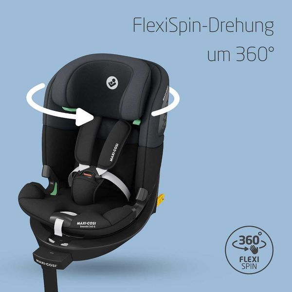 Детско Столче за Кола Maxi Cosi Emerald 360 S, i-Size, 2 години Гаранция, 0-36 кг, 360 Ротационна Система, G-CELL, Черно или Сиво, Ново