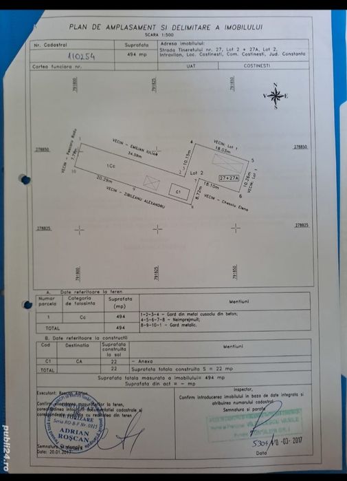 Central, str Tineretului - teren 494 mp cu casa 2 camere