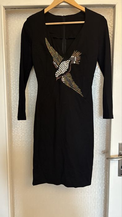 Рокля елегантна с бродирана птица р-р М