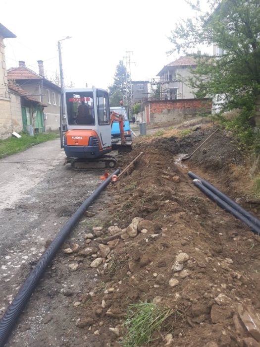 Изкопи с мини багер. Дренаж, водопровод и канализация.