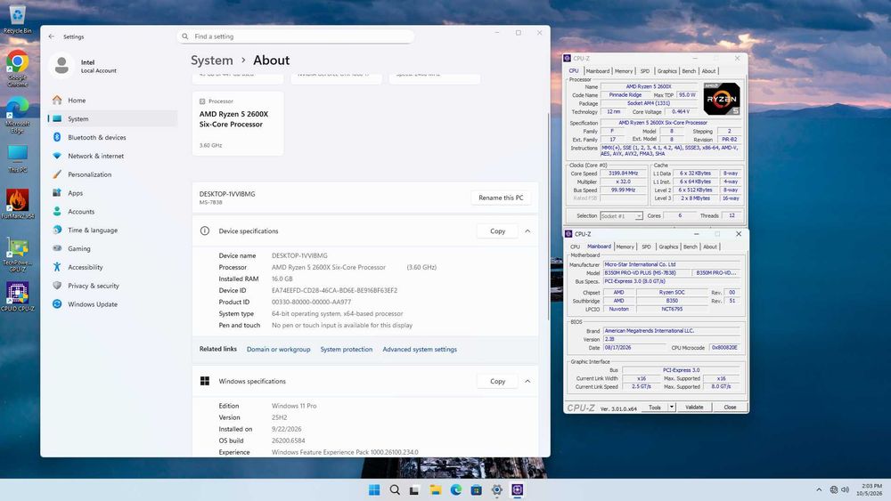 Kit PC skAM4 AMD Ryzen 5 2600X AMD B350