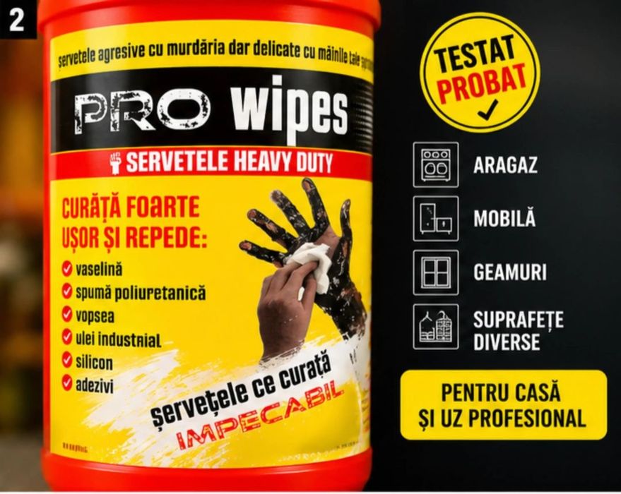 Șervețele umede– PRO Wipes Heavy Duty