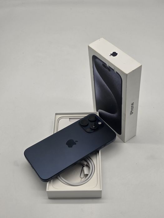 Iphone 15 pro max, Blue Titanium, 256gb, 100%, 25 cicluri incarcare