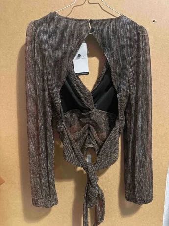 Златиста Плисирана блуза