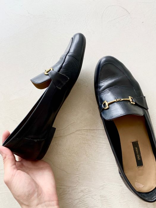 Дамски черни класически мокасини естествена кожа Gino Rossi 41 номер