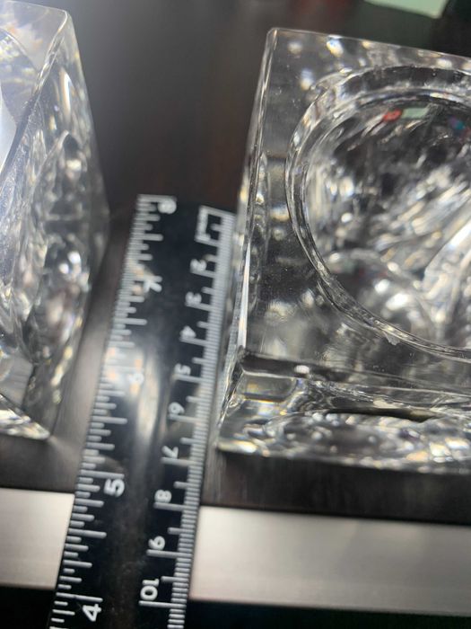 Sfesnic x2 sau vaza cristal fin Vitrometan Romania vintage nu Bohemia