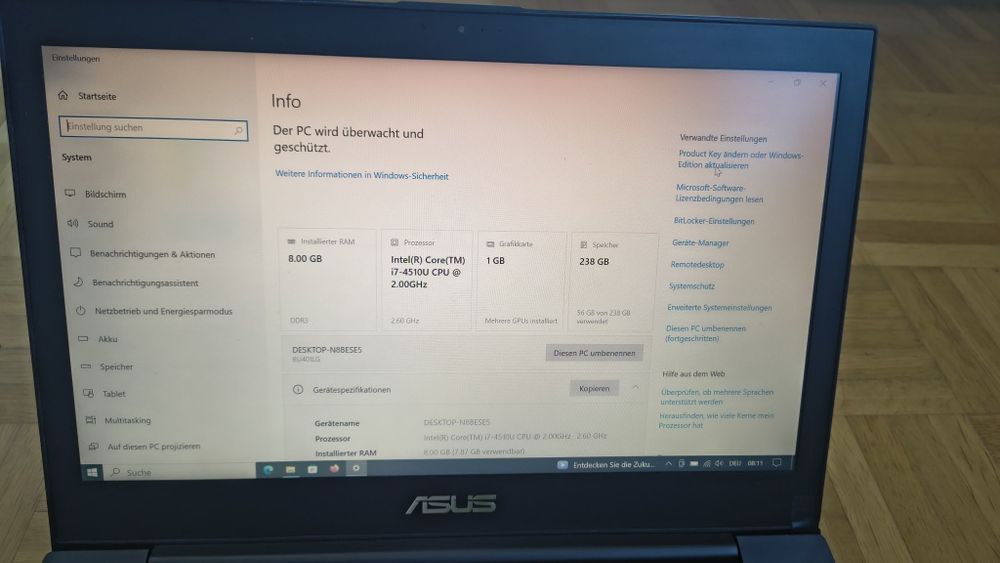Asus Notebook i7 8GB RAM