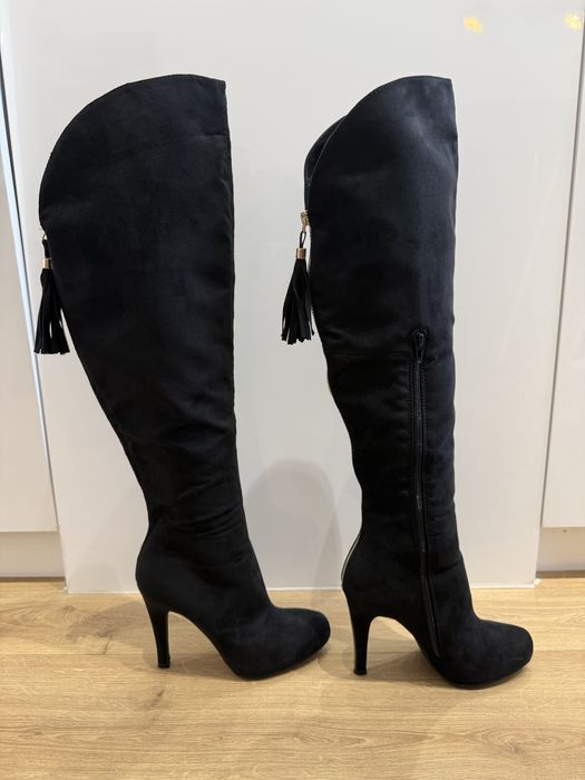 Велурени ботуши над коляното, 38 номер