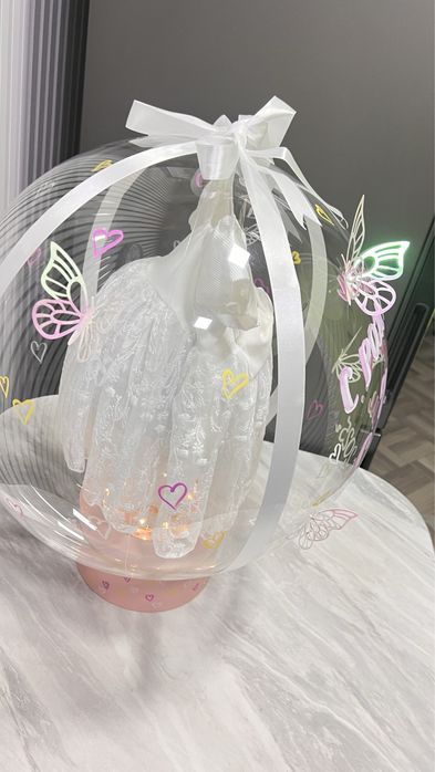 Подарочный шар-сюрприз на рождение ребенка — с одеждой и косметикой