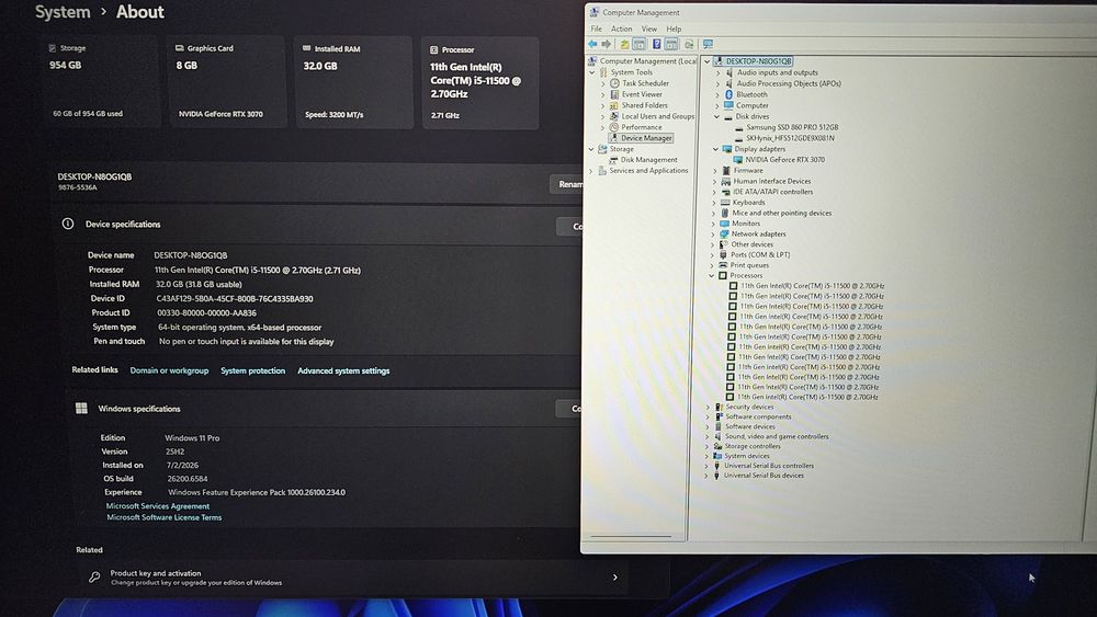 Pc Gaming Intel I5 11500(12400),32 gb 3200Mhz,Asus Rtx 3070,1Tb SSD