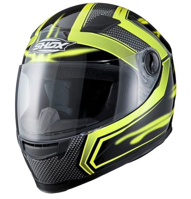 Мото каска Shox размер М 57-58 жълто и черно