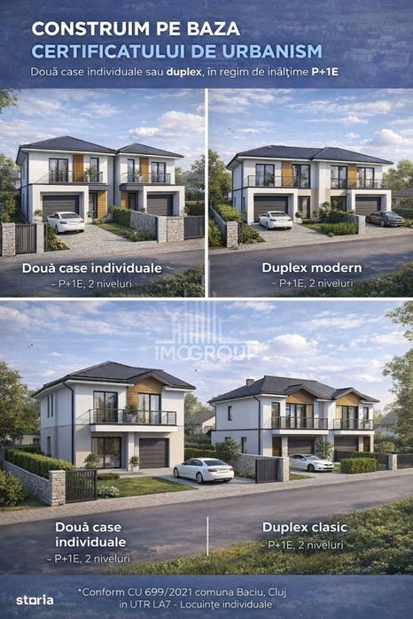 0% Teren 873 mp Baciu – ideal 2 case sau duplex | Front 17 m |
