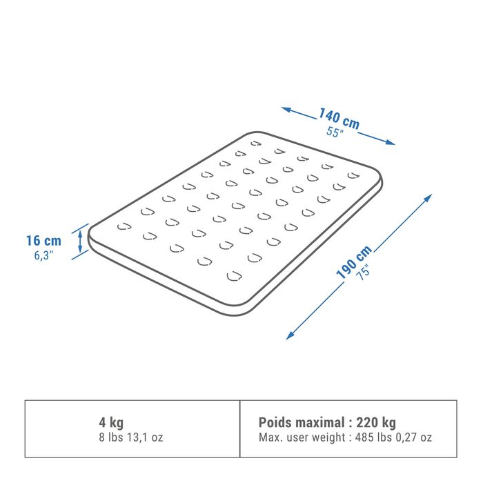Saltea gonflabilă de camping 2 persoane, - produs resigilat Decathlon