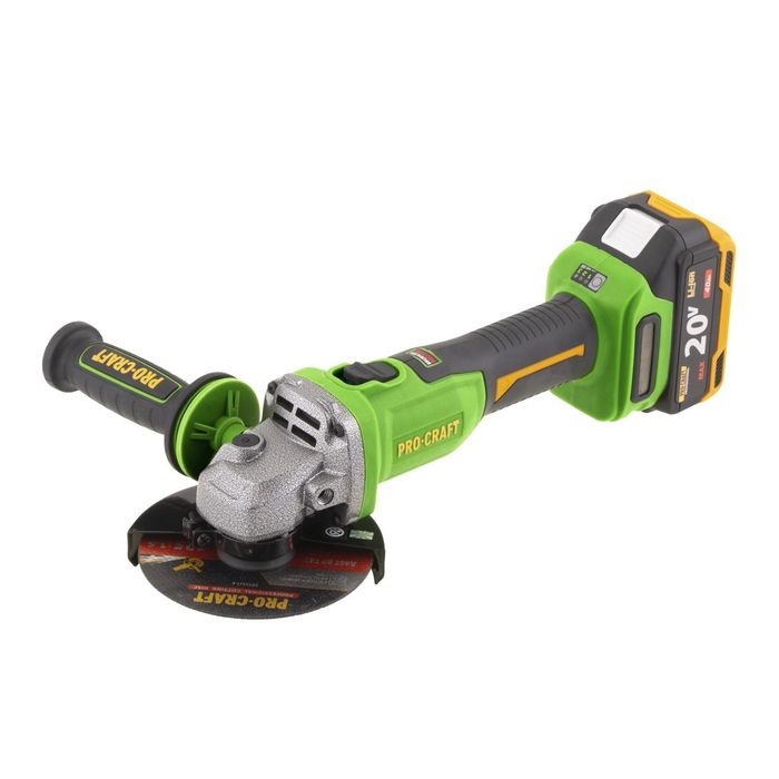 PROCRAFT PWA220 Акумулаторен безчетков ъглошлайф, 125 мм, 20V, 3500/6000/8500 об/мин, 1 батерия 4 Ah + зарядно