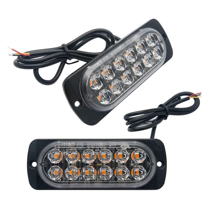 Set 2X Lampi Avertizare Stroboscop 12 Leduri  Girofar Led, 12/24V Galben
