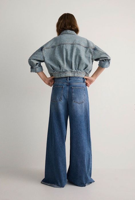 ZARA Дамски стилни широки дънки