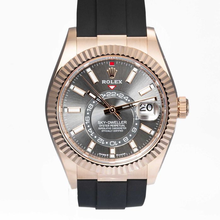 Rolex Sky-Dweller Everose Gold 336235 Slate Grey dial on Oysterflex