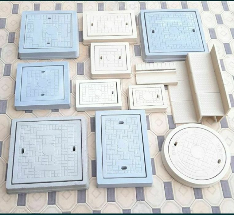 Люк, колодец, бордюр и лоток