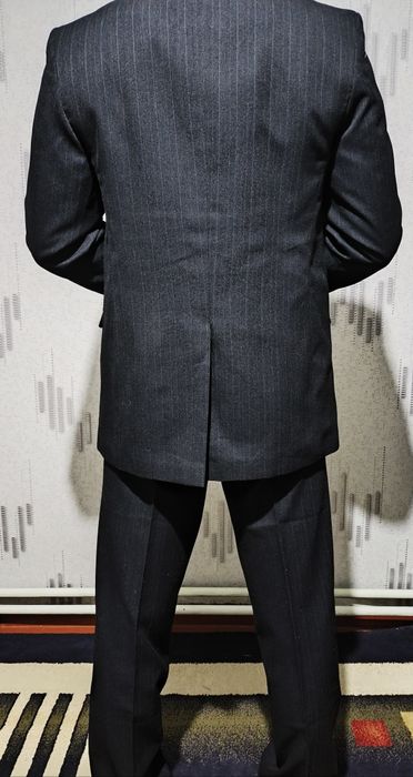 Черный Классический Костюм в линию
