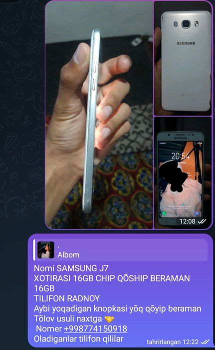 SAMSUNG J7 malumot telda