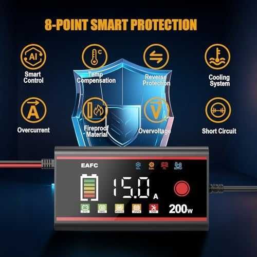 Нова 15A 12V смарт зарядно за акумулатор LCD LiFePO4 AGM GEL кола автомобил