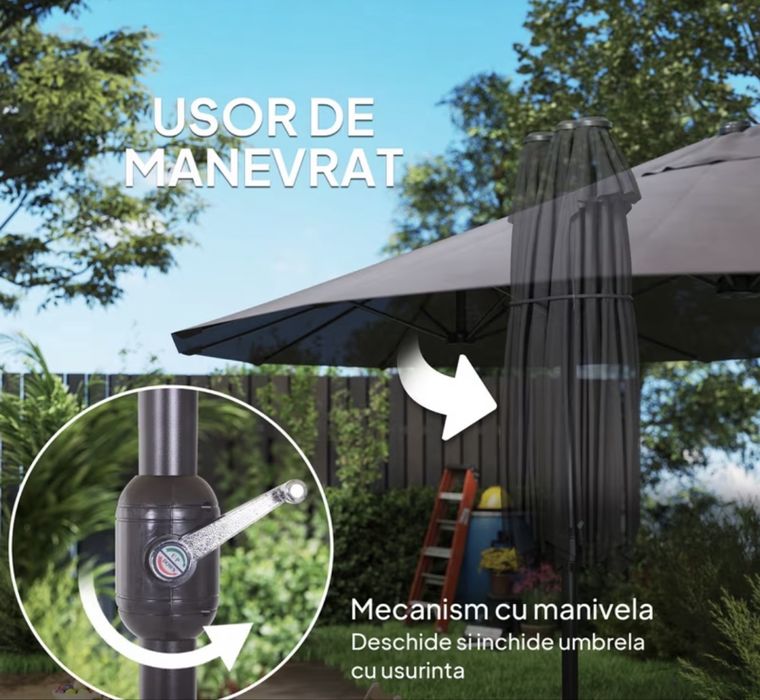 Umbrelă xxl 4.6x2.7 gri
