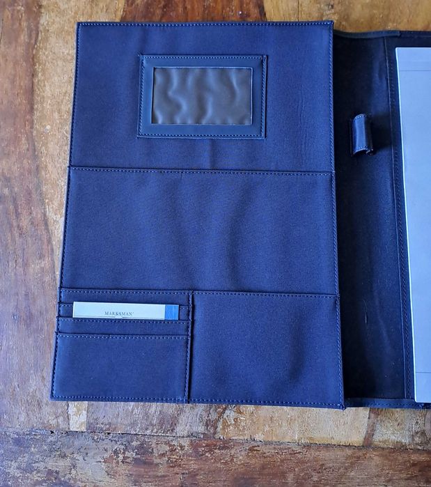 папка луксозна за документи кожена синя Марксман Marksman Размер А4
