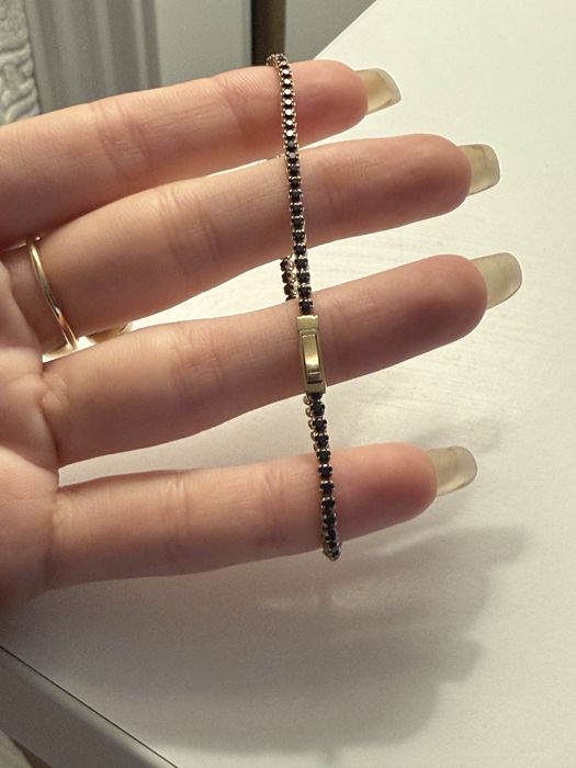 Vand bratara Tennis cu pietre negre - din aur de 14 k (585)