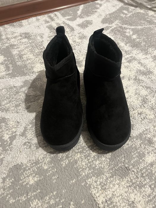 Угги черный, эко замша,