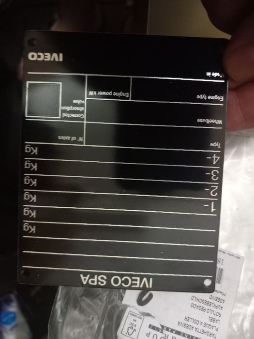 tabla placuta noua seria de caroserie pentru detarare iveco daily vin