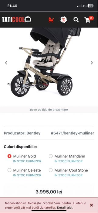 Tricicleta Bentley copii 6 luni - 3ani