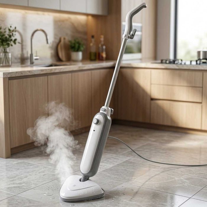 Мощен парен моп 1300W – дълбоко почистване, 25 г/мин пара и приставка за килими, почистване без химикали