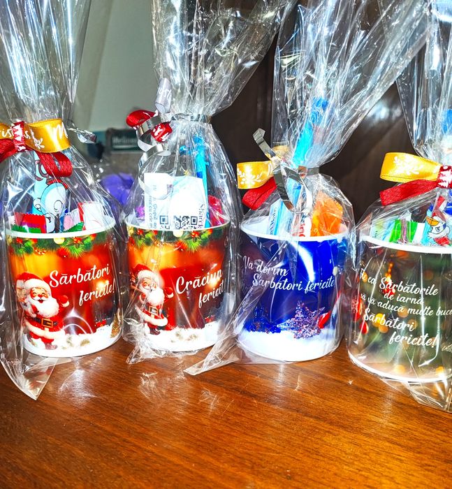 Pachet CADOU Crăciun iarnă Cană cu mesaj cu dulciuri Surpriză pe