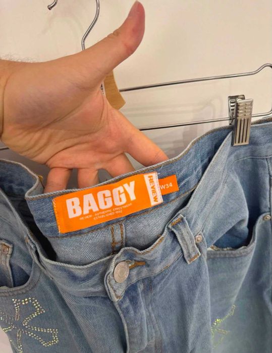 Blugi baggy Review cu cruci marimea W34