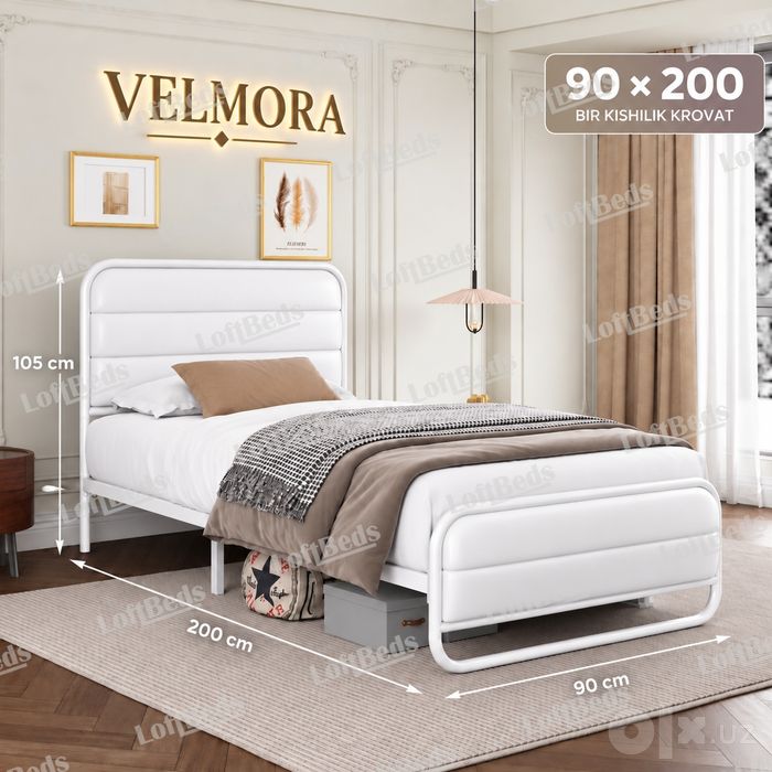 Кровать VELMORA двуспальнаяи односпальная, kalavat, matras, Loft