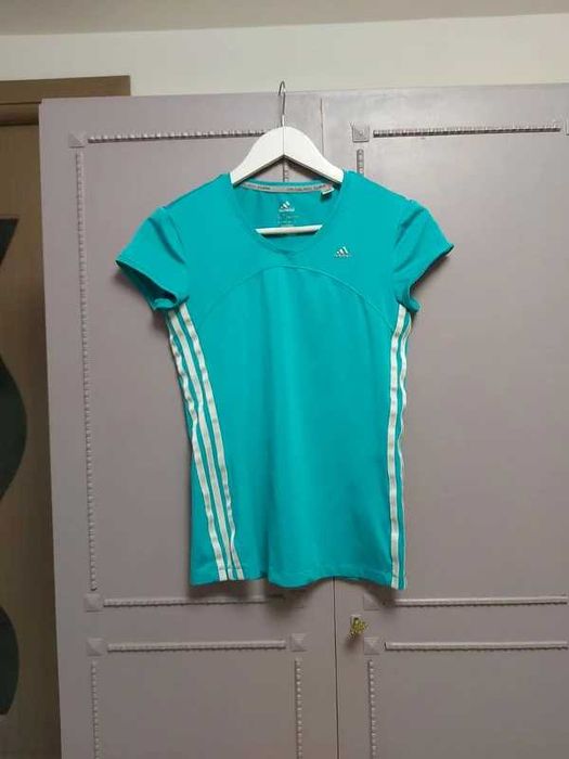 Lot 2 tricouri Adidas fitness, mărimea S, culori turcoaz și albastru