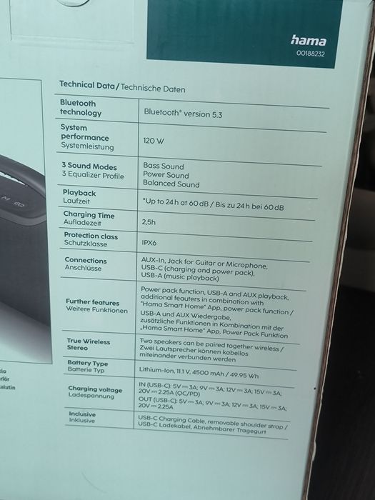 Boxă Portabilă hama CANTON Ultimate Pro 120W