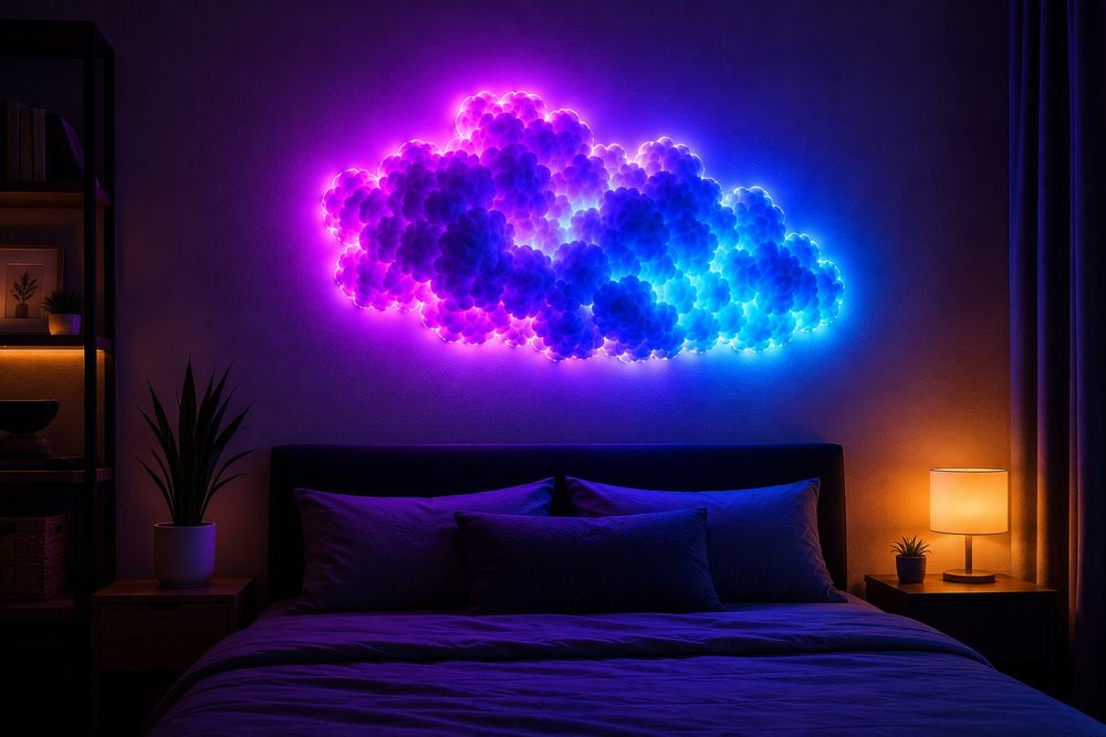 3D LED RGB Облак „Гром“ – Динамична Светеща Лампа с Музикална Синхронизац