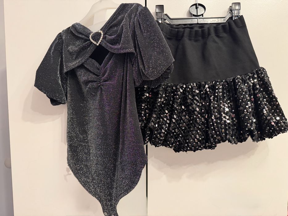 Set de ocazie, Zara, fusta cu paiete si body cu accesoriu