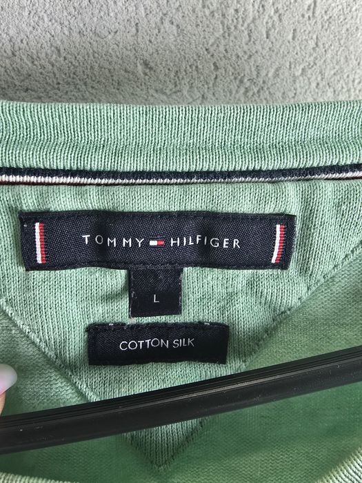Pulover barbat Marime L bumbac si mătase Tommy Hilfiger