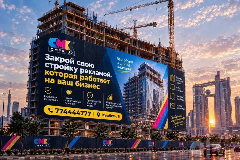Фасадная сетка широкоформатная ув печать на фасад