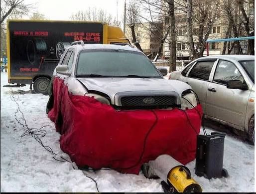 Отогрев авто тепловой пушкой