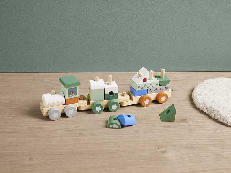 НОВИ Дървен влак с модули 40см  два модела